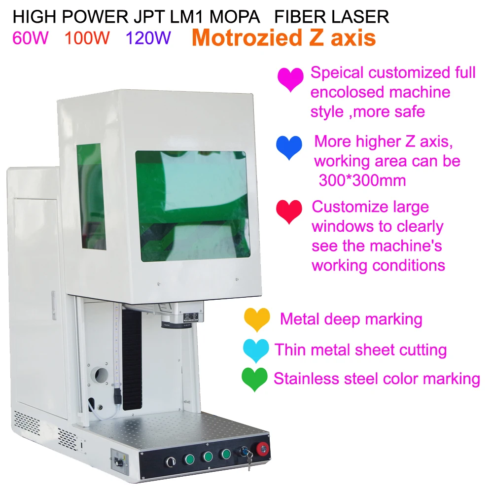 JPT LM1 60 Вт 100 120 цветная лазерная маркировочная машина для глубокой гравировки и