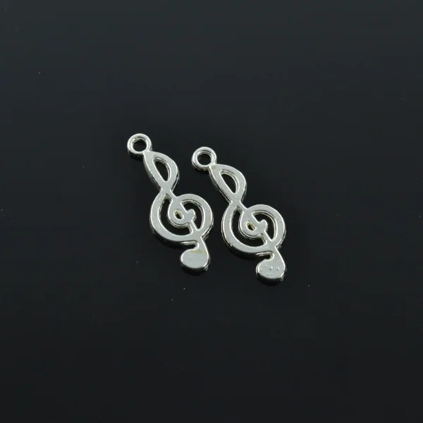 30 шт. посеребренные подвески в виде музыкальной ноты из сплава для браслета
