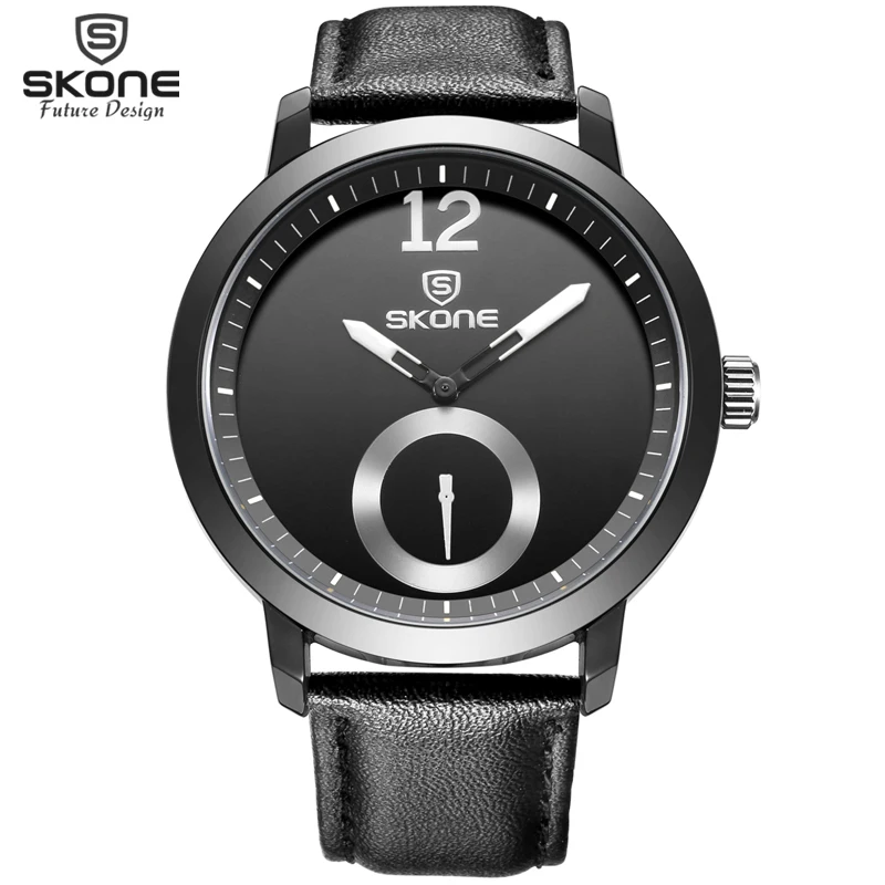 Future Design SKONE мужские брендовые часы с кожаным ремешком кварцевые повседневные