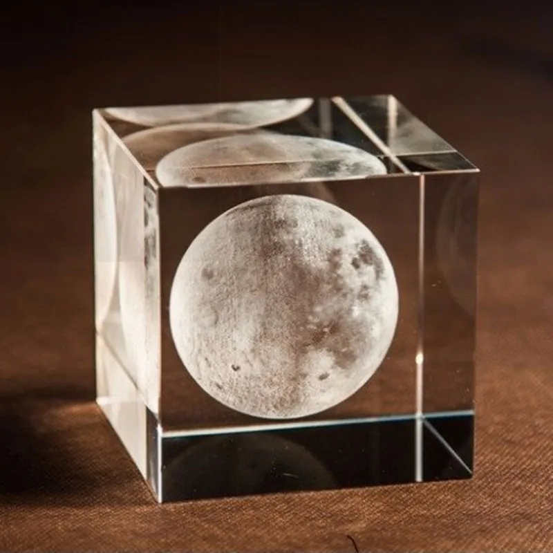 XINTOU Хрустальное стекло куб луна Paperweight солнечная система 3D лазерная гравировка