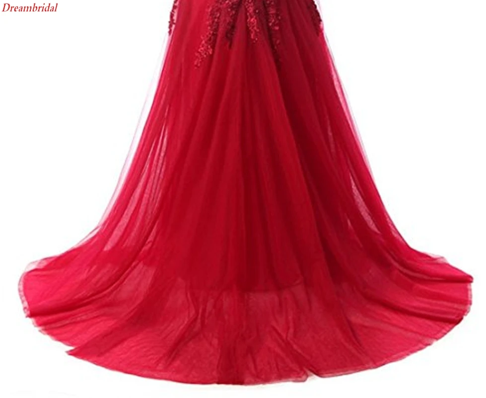 Dreambridal последний в своем роде фотографии A-Line V Шеи Бисером Длинное Вечернее