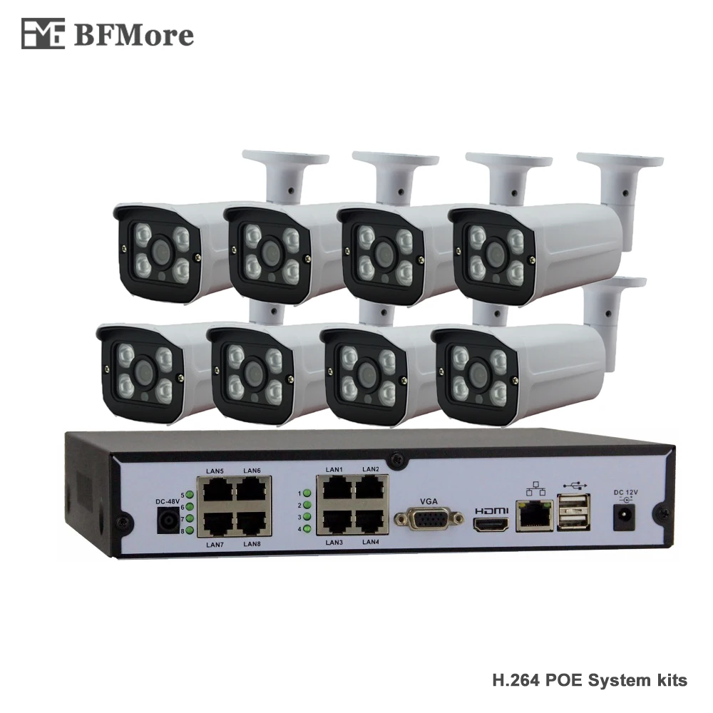 BFMore SONY 323 1080P POE 8CH NVR комплект CCTV система IP камера P2P IR IP66 уличная Всепогодная