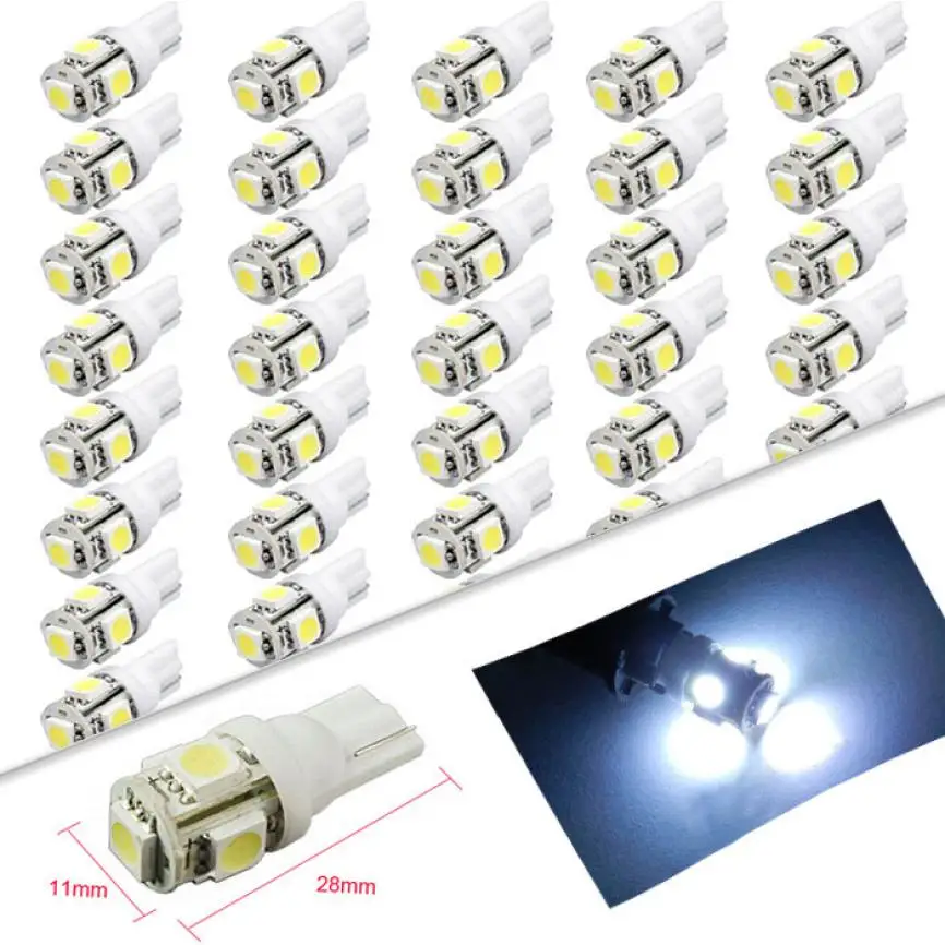 Франшиза 50 шт. T10 клин 5-SMD 5050 Светодиодный светильник пы 192 168 194 W5W 2825 158 свет для