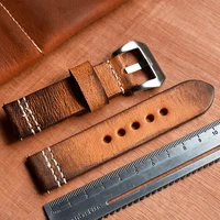 onthelevel vintage watch strap 20mm 22mm 24mm watch band leather with brush buckle retro thick band watch belt c