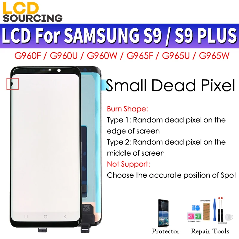 AMOLED маленький мертвый Piexl для SAMSUNG Galaxy S9 G960 ЖК дисплей + Plus G965 с рамкой сенсорный