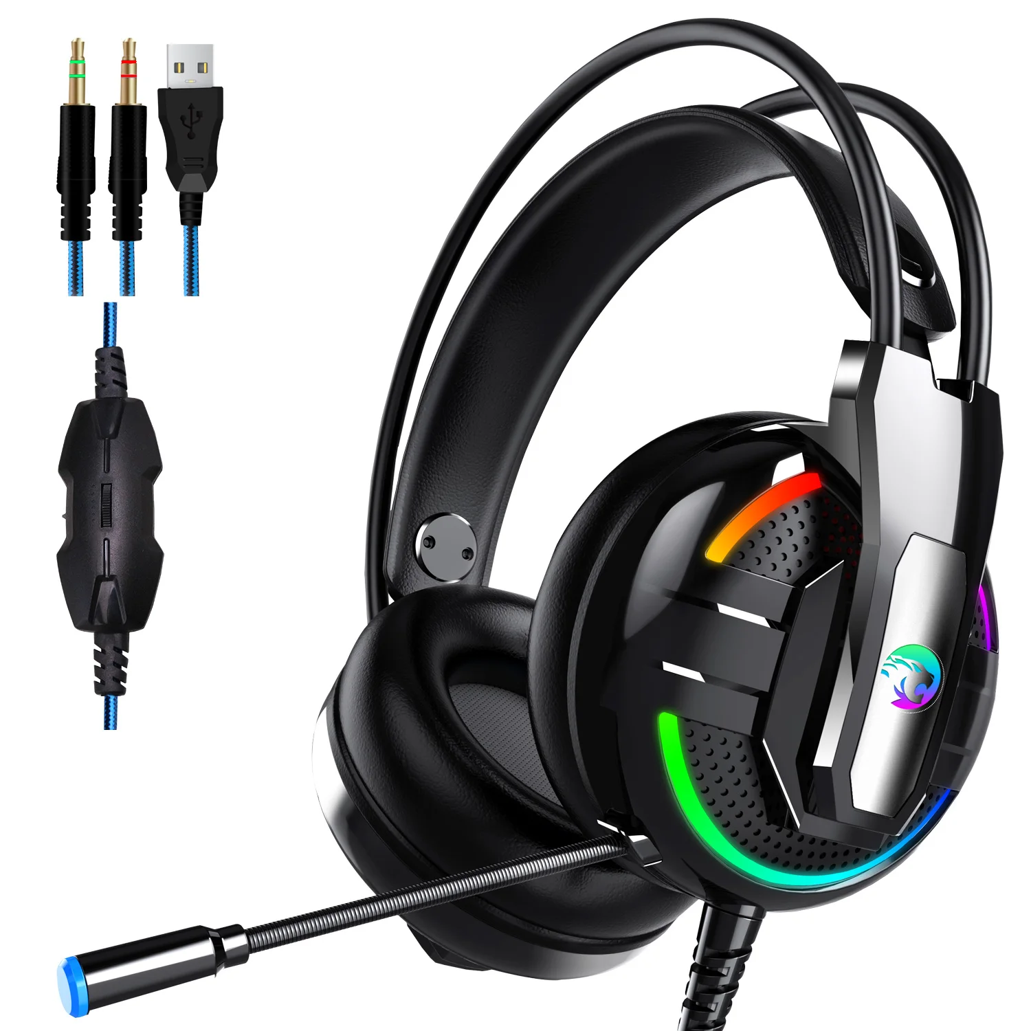 Новые игровые гарнитуры наушники RGB стерео глубокий бас со световым микрофоном