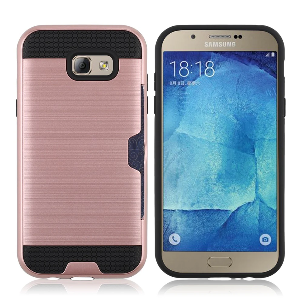 Слот для карты Броня чехол samsung Galaxy A7 2017 Дело Мягкие TPU + Жесткий PC протектор задняя