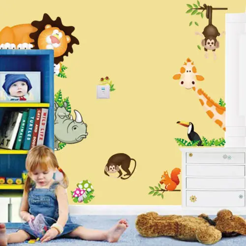 Виниловые наклейки на стену в виде диких животных джунглях для детской комнаты