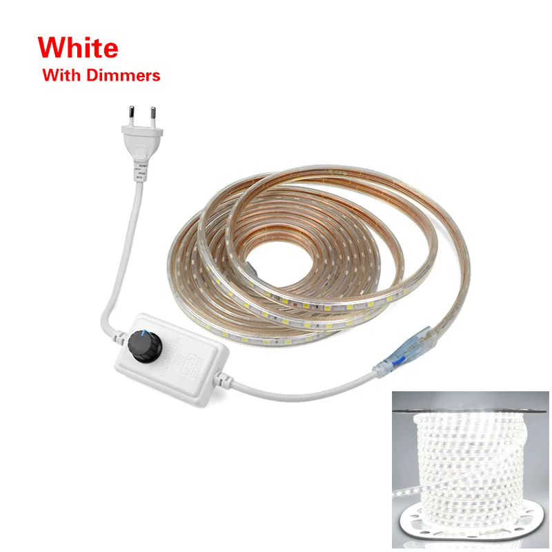 Dimmable White Светодиодный светильник с регулируемой яркостью 220 В, ленточный светильник для кухни под шкаф, светильник ing с европейской вилкой, самодельный шкаф для шкафа, домашний декор, светодиодный светильник, лампа - Цвет: Dimmable White