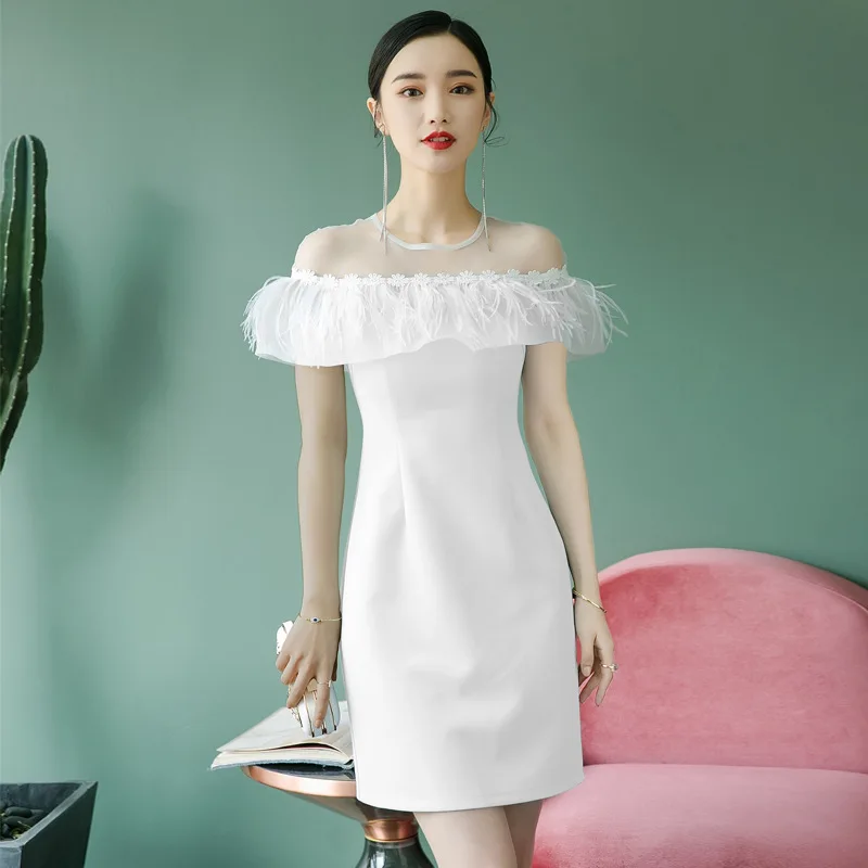 Beauty Emily Boat Neck Evening Dresses Lace Elegant Tassel Sleeveless Short Open Back Formal Gowns For Wedding Party | Свадьбы и