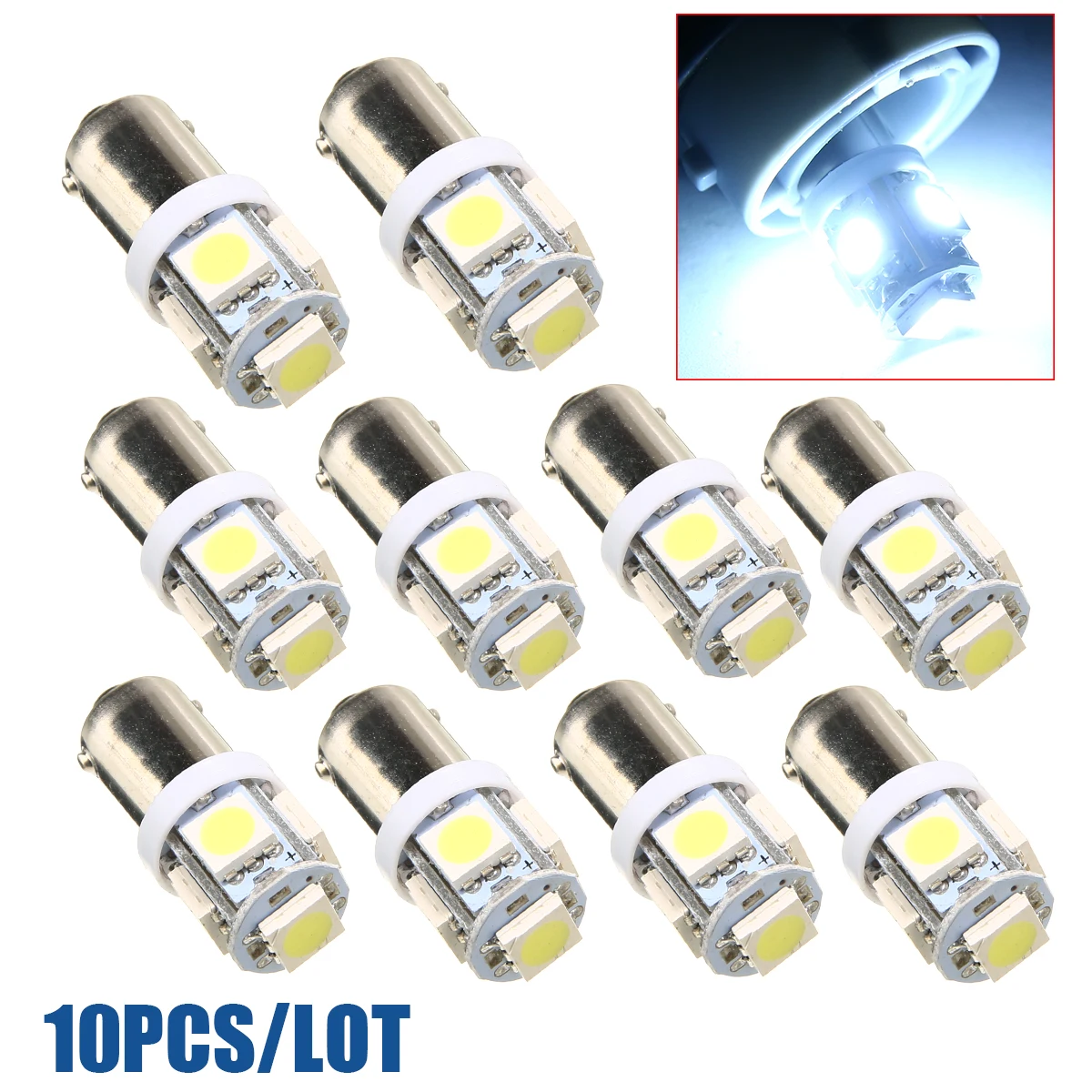 

10pcs 12V T11 BA9S Car Interior Light T4W 3886X H6W 363 5050 5LED Auto Dome Map Lamp Bulb Super White Lights