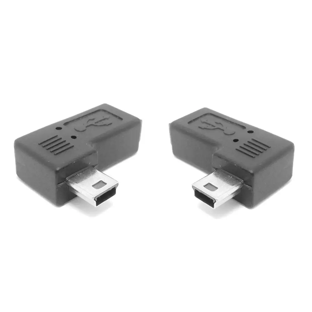 Переходник Mini USB штекер-гнездо на 90 градусов с левым и правым углом 5-контактный