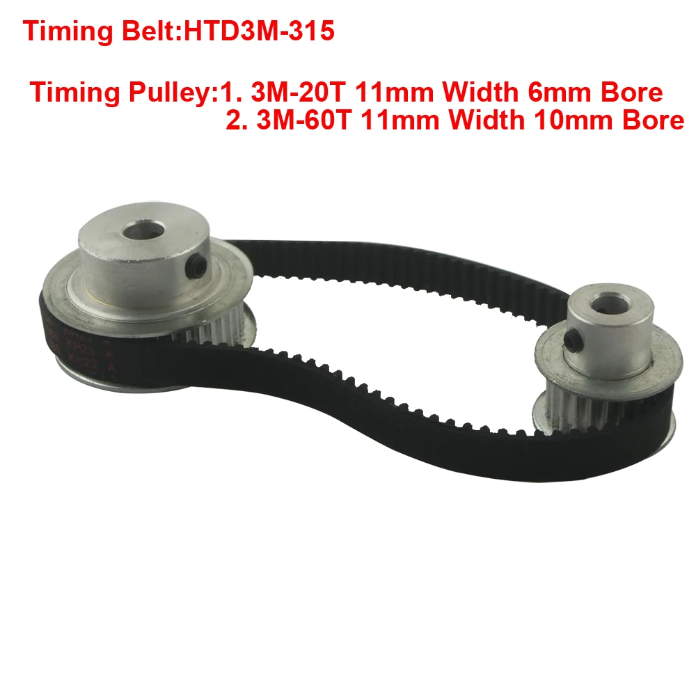 LUPULLEY HTD3M зубчатый шкив набор ремней HTD(3:1) 60T 20T Трансмиссия синхронный ремень замедление комплект гравировальный станок запчасти