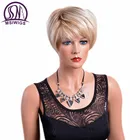 Парик MSIWIGS белый блондин Ombre прямой короткий парик с челкой высокотемпературное Волокно синтетический коричневый парик для пожилых женщин