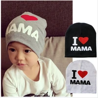 fashion spring autumn baby hats kids knitted warm cotton toddler beanie cap for girl boy crochet hat i love mama papa