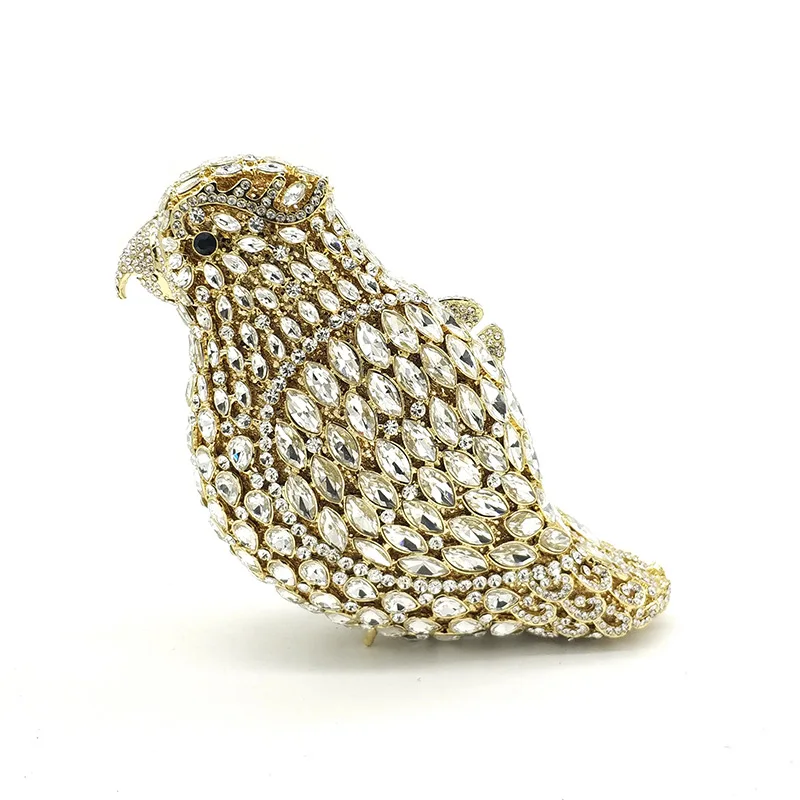 Color 7 gold Женские сумки из натуральной кожи Свадебные кошелек для свадьбы, вечеринки Женская Вечеринка сумка бриллиантами Птица Попугай расшитая кристаллами сумочка-клатч элегантный кристалл кошелек - Цвет: Color 7 gold
