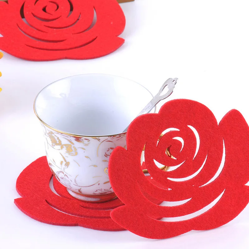 5 шт. Симпатичный розовый войлочный чайный коврик подставка для чаши антигорячий