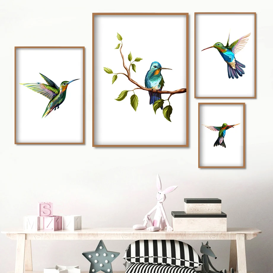 

Vintage Hummingbird Tree Branch Leaf Wall Art Canvas Painting Nordic Posters And Prints Wall Pictures For Living Room Home Decor