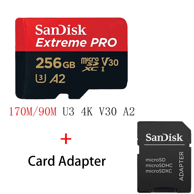 SQXCZ-256G SanDisk Экстремальный Pro Micro SD карта 128 ГБ 32 ГБ 64 Гб 256 Гб 400 Гб U3 4 K карта памяти 32 64 128 ГБ Флэш-карта SD/TF MicroSD для телефона - Емкость: SQXCZ-256G