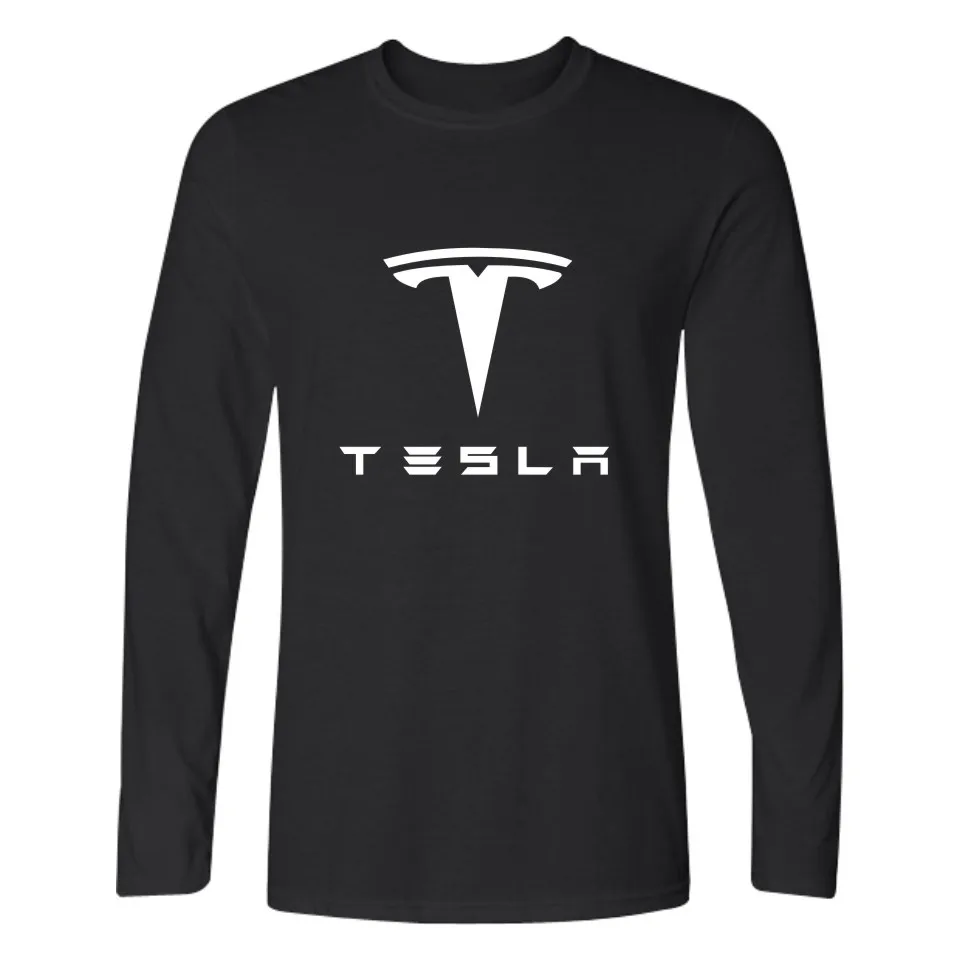 Футболка Tesla Для мужчин футболки с длинным рукавом для девочек с Tesla Motors черно-белая футболка в 4XL брендовые футболки