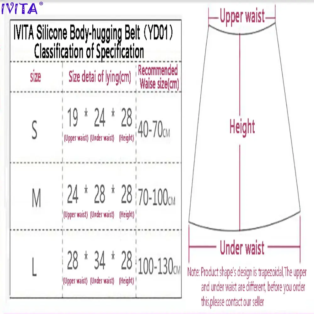 IVITA 100% силиконовый пояс для обнимания тела обшитый талии подходящий женщин