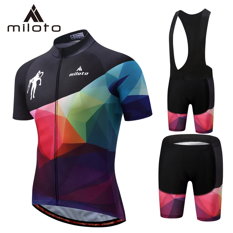 MILOTO Cycling Jersey Set Pad Ropa Ciclismo Men Summer Short Sleeve Bike Bib Suits Riding Cloth Breather PRO Bicycle Wear | Спорт и