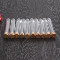 50pcslot 18x105mm transparent plastic round bottom test tube with cork stopper empty scented tea tubes like glass