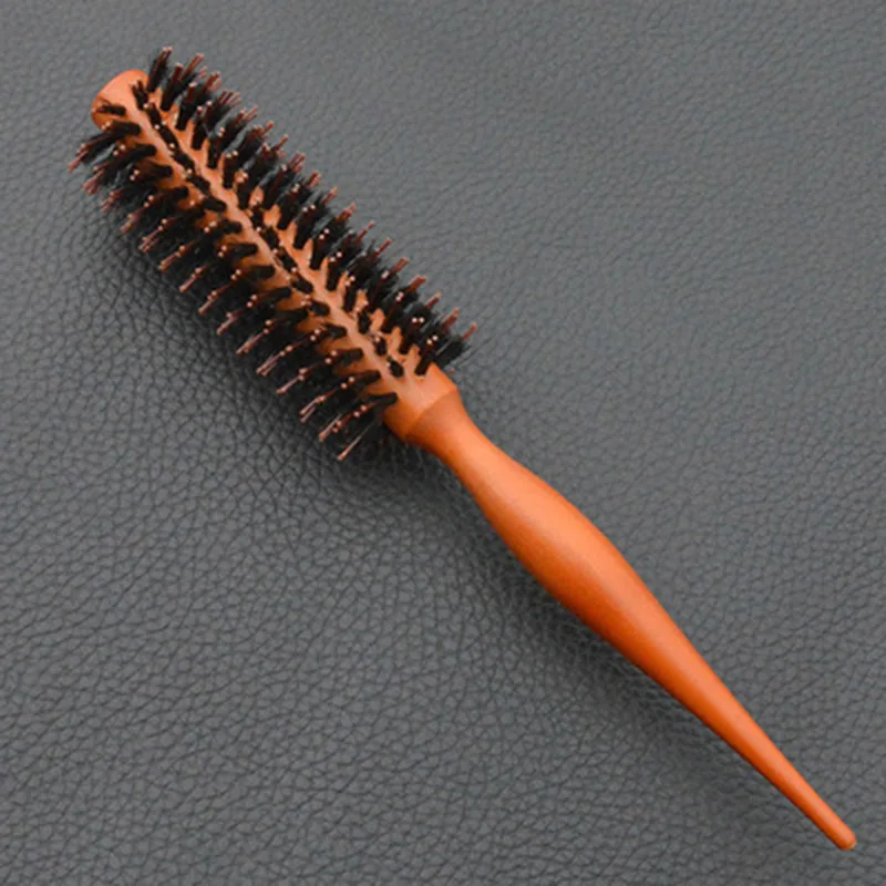 Portable Hair Brush Comb Round Anti-static Curly Natural Bristle Wood Handle Styling Hairdress Brosse Cheveux | Красота и здоровье