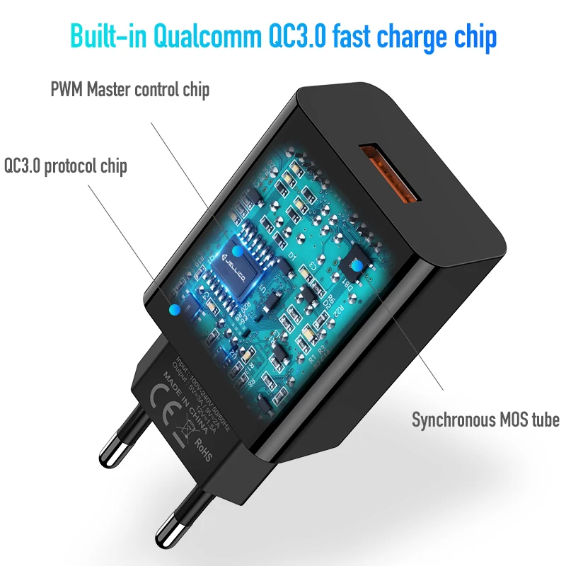 Jellico Quick Charge 3 0 быстрый мобильный телефон зарядное устройство для iPhone путешествия