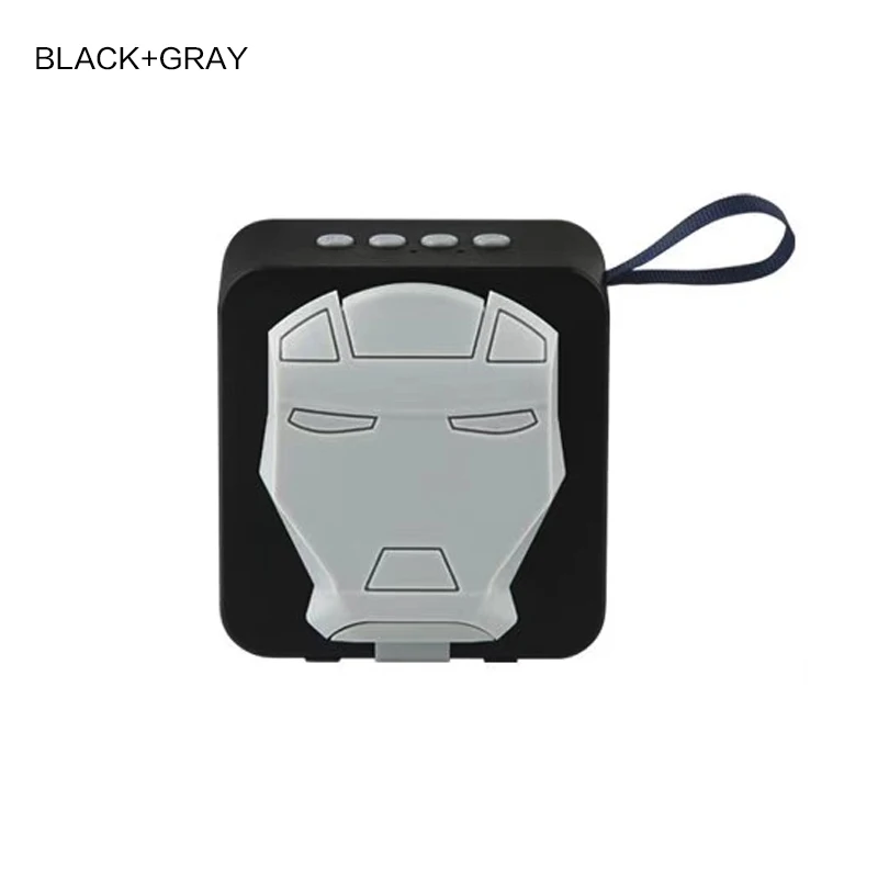 black gray Портативный Bluetooth динамик маска Железного человека мини мобильный телефон усилитель звука сильный бас для Iphone Компьютер Xiaomi игрушки громкий динамик - Цвет: black gray