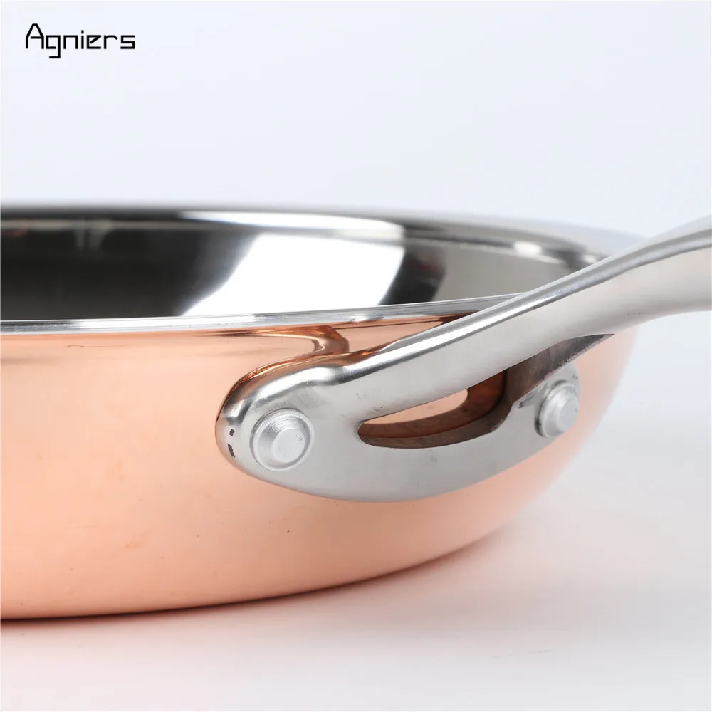 Разноцветные медные сковороды Agniers 26 см с 10 дюймовым краем из нержавеющей стали