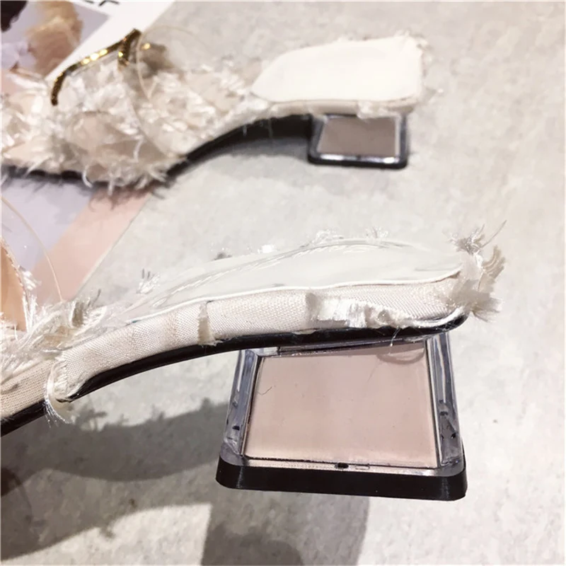 2019 г. летние роскошные дизайнерские женские шлепанцы на Высоком толстом каблуке