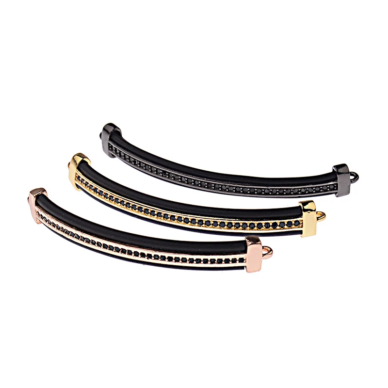 Amader 4 цвета роскошные медные бусины с длинной трубкой очаровательные черные CZ