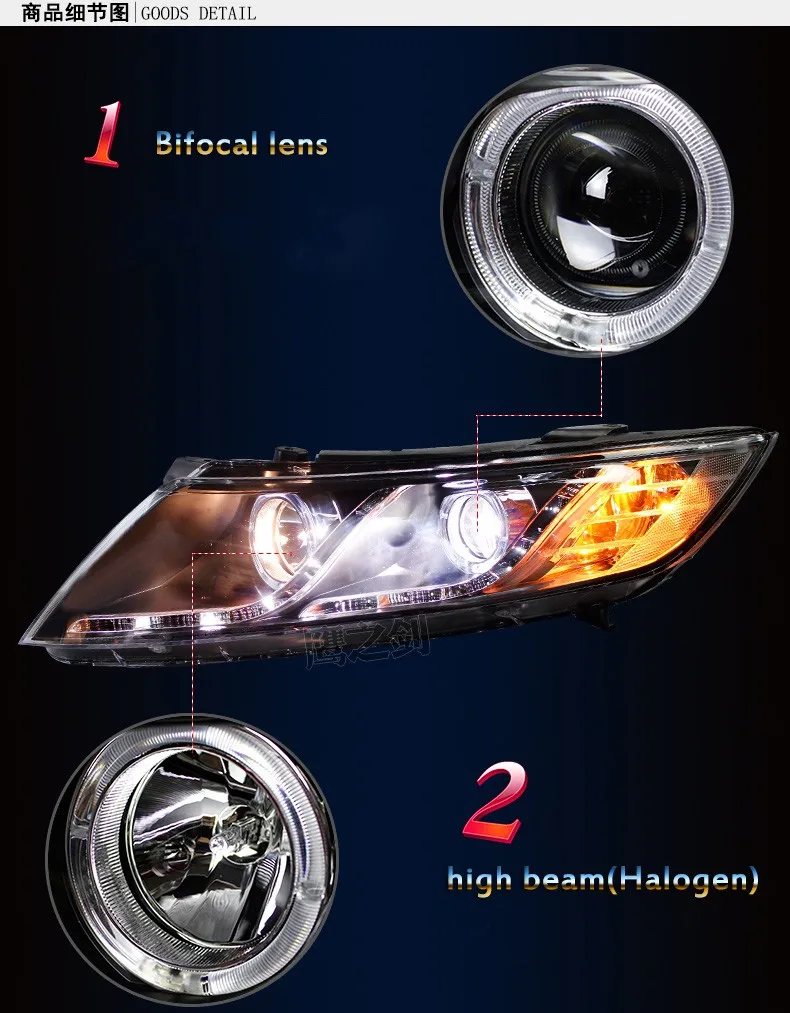 Стайлинга автомобилей LED HID Рио светодиодные фары головной лампы чехол для Kia Rio K5 2011- Биксеноновая объектив ближнего света