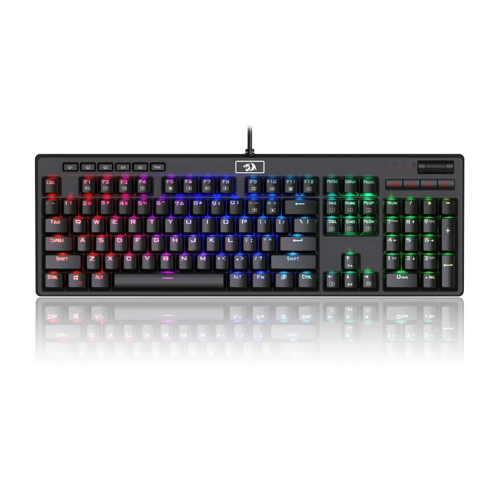 Черный Redragon K579 новейшая Механическая игровая клавиатура RGB синий переключатель полный размер эргономичный дизайн с светодиодный подсветкой USB Проводная клавиша 104 - Цвет: Черный