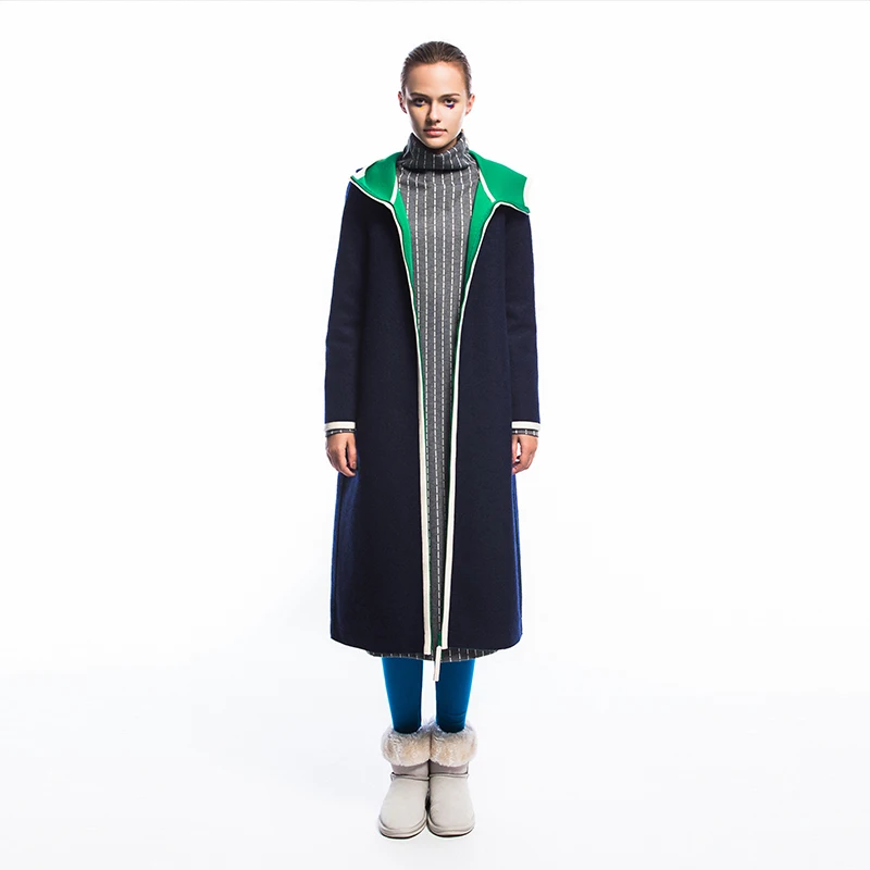 LYNETTE'S CHINOISERIE Autumn Winter Original Design Women Elegant Plus Size Loose Hooded Woolen Overcoat Outerwear | Женская одежда