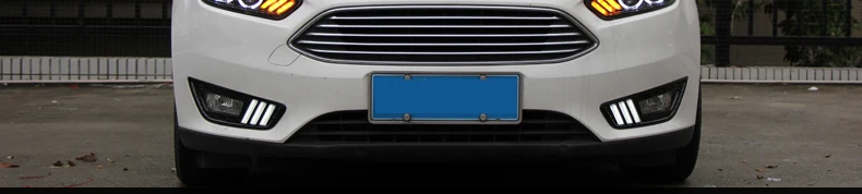 Автомобильный светодиодный налобный фонарь для Ford Focus MK3 фары- светодиодный фар круглые Ангельские глазки DRL желтый перемещение сигнал поворота передний свет