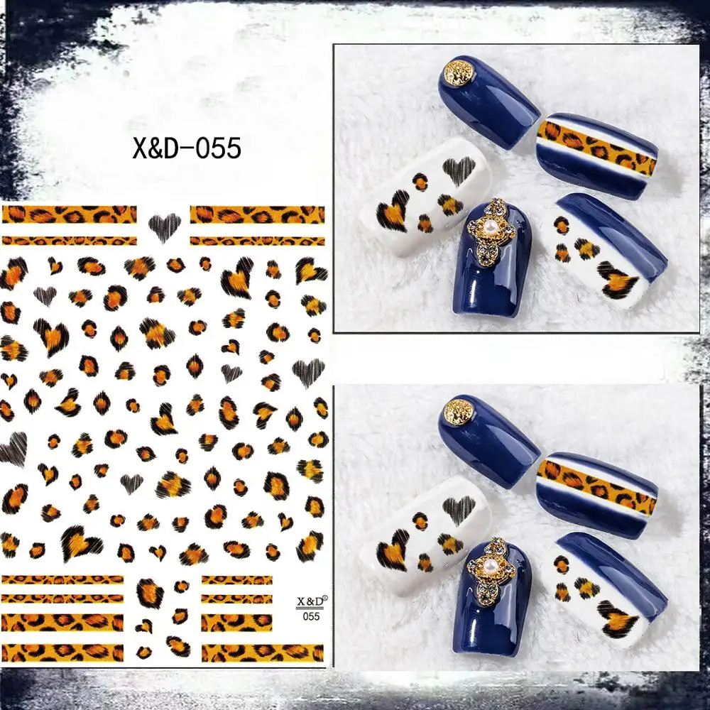 Наклейки для нейл арта 1 лист черный/белый леопард переводные наклейки ногтей
