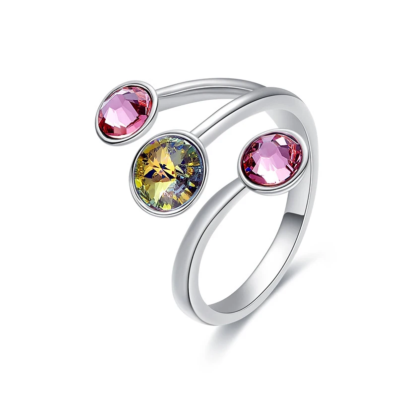 Malanda Новое модное Открытое кольцо, красочные круглые Кристальные кольца swarovski для женщин, кольца для свадебной вечеринки, аксессуары, подарок для девочек