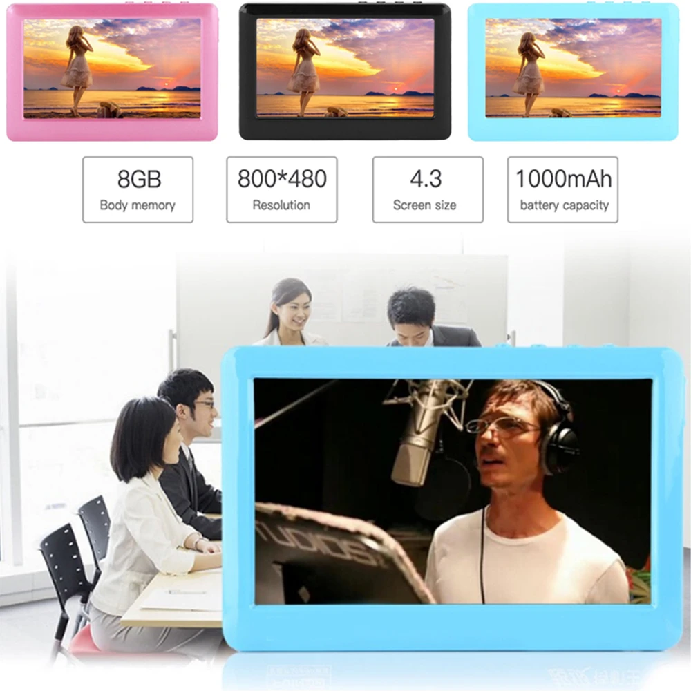 MVpower 8 Гб 4 3 дюйма HD сенсорный ЖК экран MP3 MP4 MP5 Медиа Видео музыкальный плеер FM радио