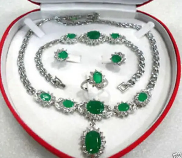 

Selling Jewelry>>>shitou 00561 green stone necklace bracelet ring earring set