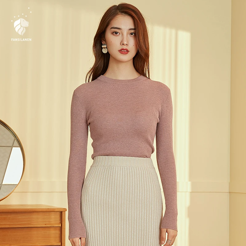 FANSILANEN 2019 Fashion New Arrival Spring/Autumn/Winter Casual Women Five Color Solid Knitting Sweater And Pullovers Z84240 | Женская