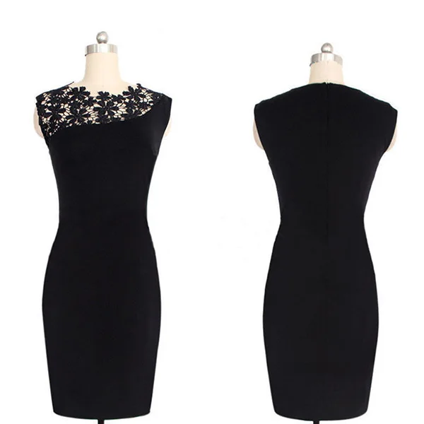 Женское облегающее платье карандаш элегантное черное эластичное вечернее