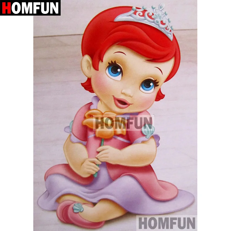 Белый HOMFUN 5D DIY алмазная живопись полная квадратная/круглая дрель "детская принцесса" 3D вышивка крестиком подарок домашний Декор подарок A07945 - Цвет: Белый