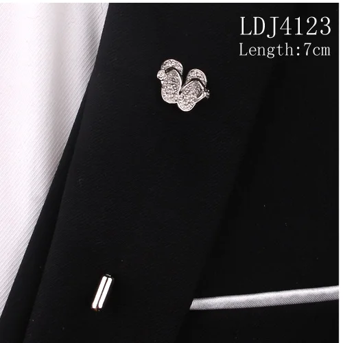 LDJ4123 Новая Серебристая булавка для одежды для Для мужчин Для женщин классический метр Зажимы для галстука Сплав Зажим для галстука костюмы булавка для галстука, воротника с украшением в виде кристаллов Бизнес Corbatas - Окраска металла: LDJ4123
