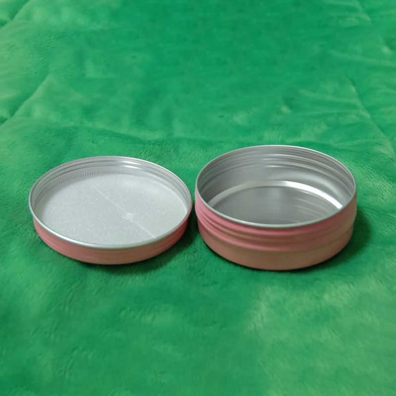 

60g Pink Aluminum Jar Refillable Cosmetic Cream Batom Wax Bottle ,packing box free shipping50pcs