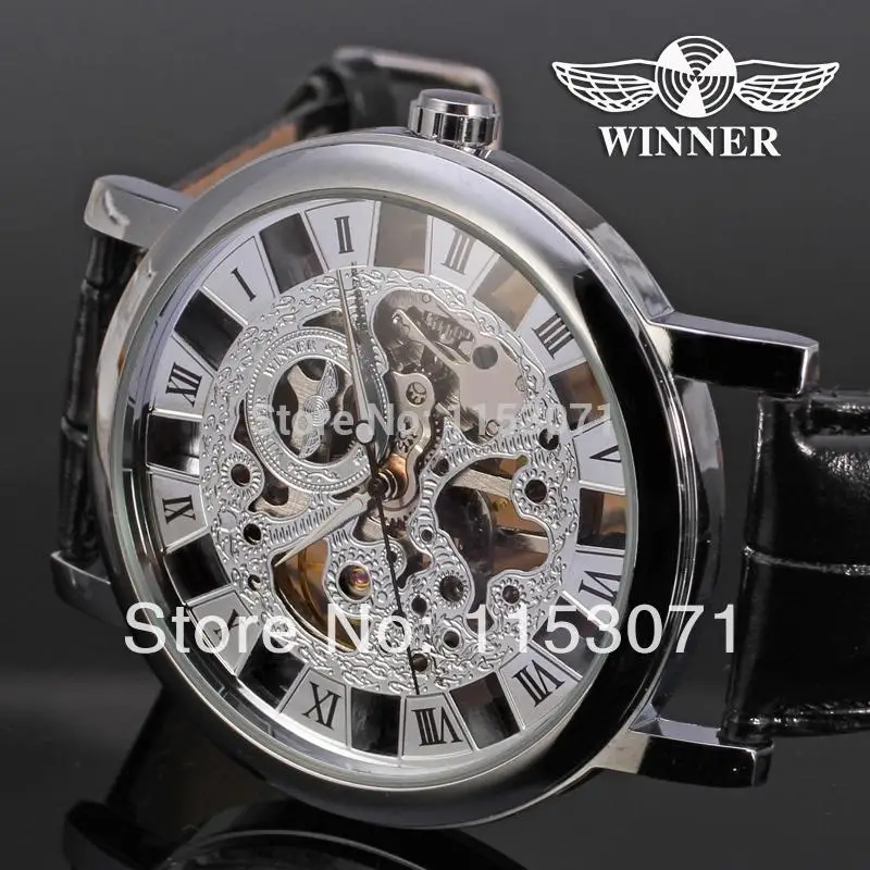 Winner men hand wind fashion watches with watch box free ship silver color best price montre mecanique saatler | Наручные часы