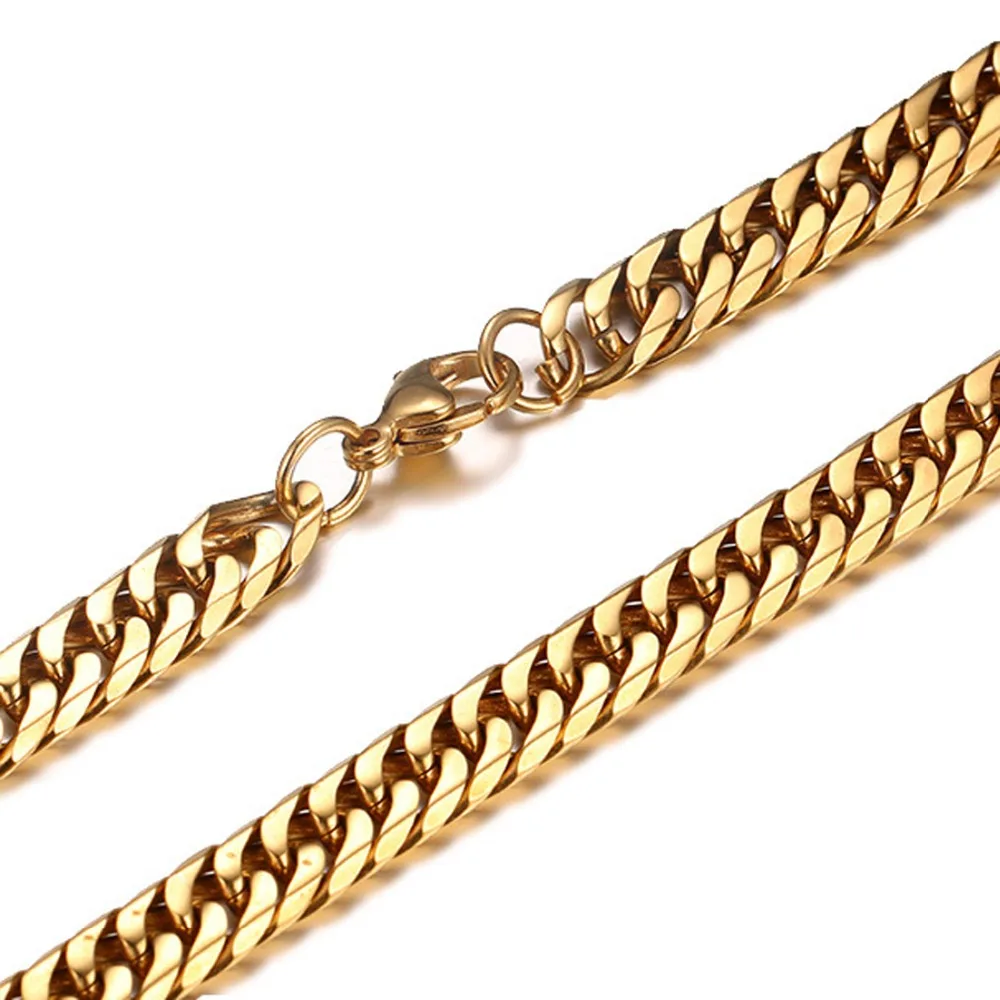 

Granny Chic 7/9/11mm Men's Chain Stainless Steel Necklace for Women Men Gold Color Curb Cuban Link Hiphop Jewelry