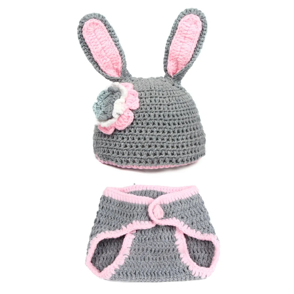 

Baby Handmade Crochet Beanie Hat Newborn Photography Props New Born Infant Shower Rabbit Costume Photo Shoot Accessories