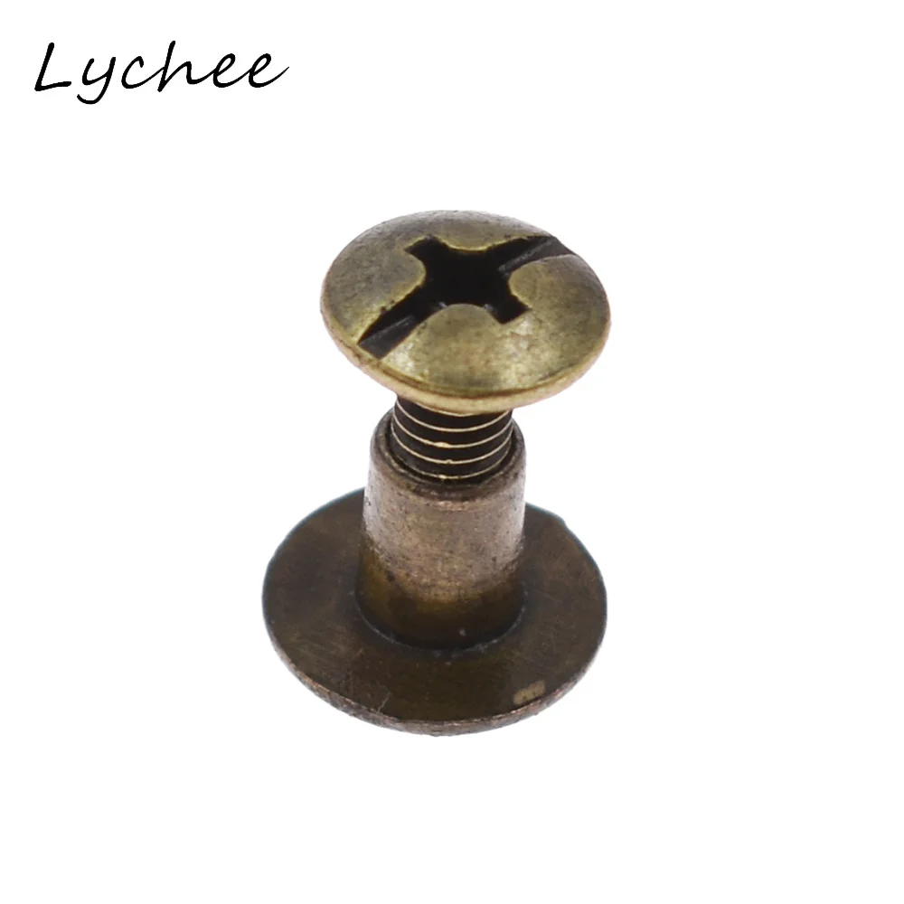 Lychee 50 наборов 8 5x8 мм бронзовые круглые плоские металлические шпильки винтовые